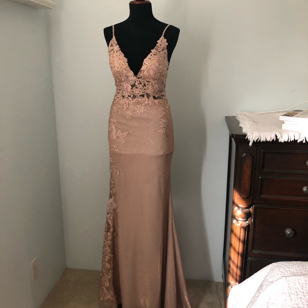 Jovani floral fitted gown